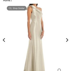 Alfred Sung Bow One-Shoulder Satin Trumpet Gown. Only worn once. Dry cleaned